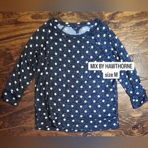 Navy Polka Dot Long Sleeve Top